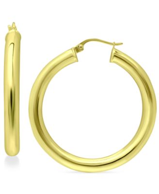 Giani Bernini Polished Tube Hoop Earrings Created For Macys In Gold Over Silver