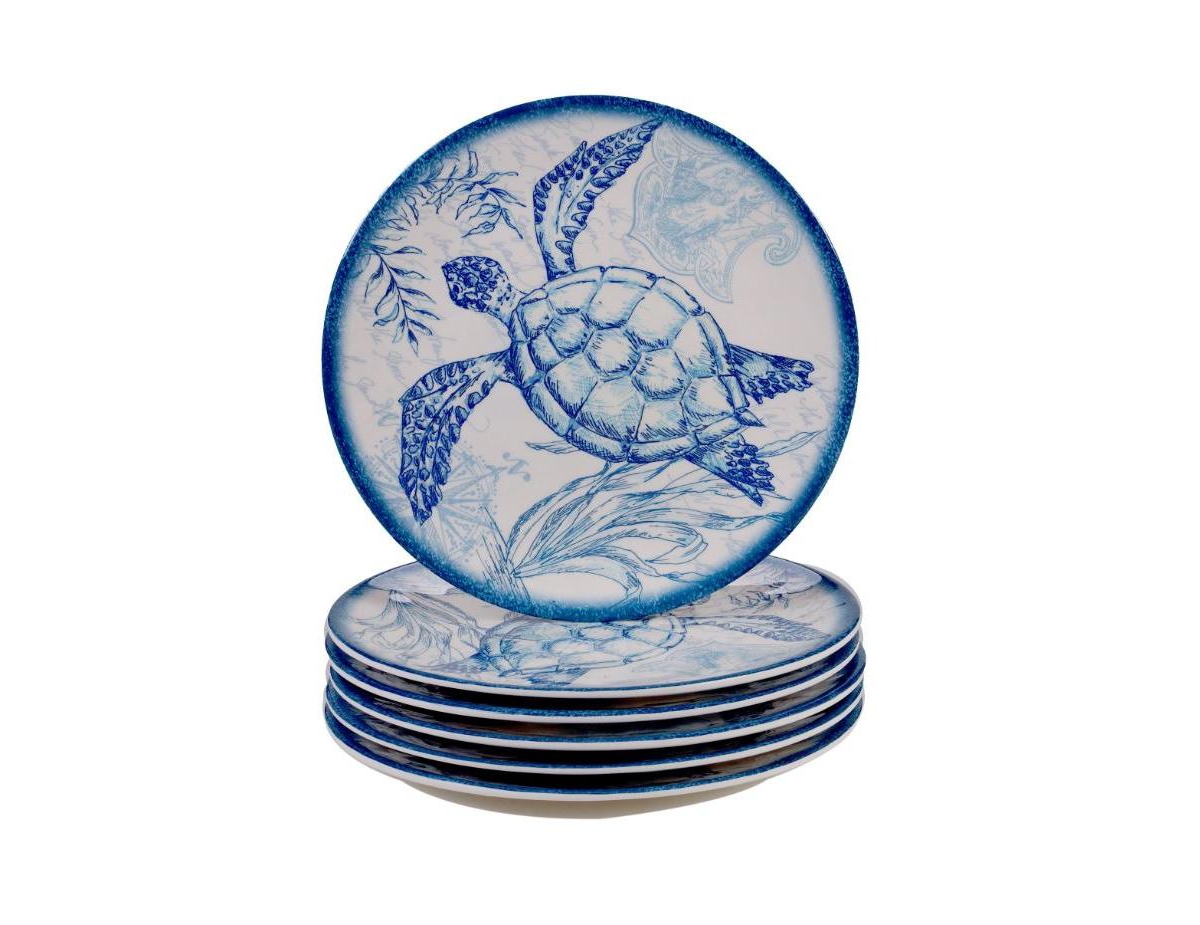 Certified International Oceanic Melamine 6-pc. Salad Plates In Dark Blue,white