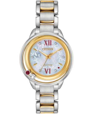 image of Citizen Eco-Drive Women-s Snow White Diamond-Accent Two-Tone Stainless Steel Bracelet Watch 33mm