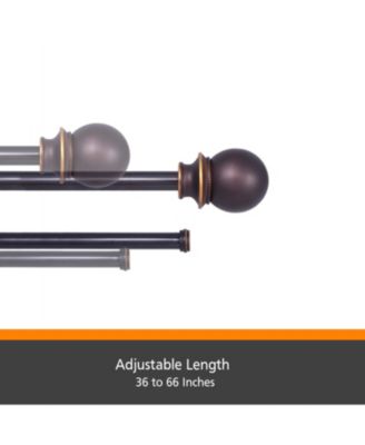 Kenney Fast Fit Easy Install Birkin 5/8 Inch Double Curtain Rod for Window Decoration