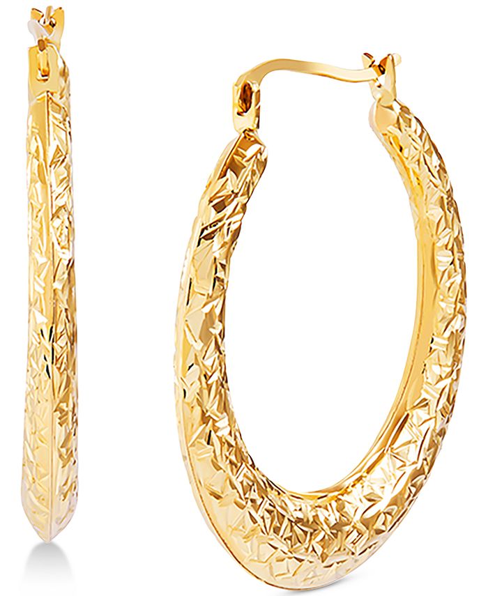 Macy's Small Textured Hoop Earrings in 14k Gold Macy's
