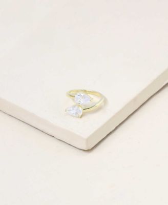 Crystal Teardrop and Gold Tone Wrap Ring
