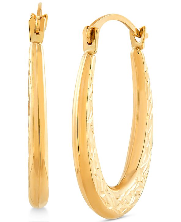 Macy's Textured Oval Hoop Earrings in 14k Gold & Reviews - Earrings ...