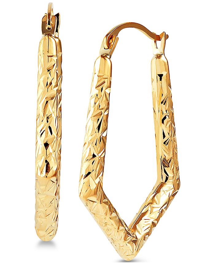 Macy s Textured V Hoop Earrings in 14k Gold Macy s