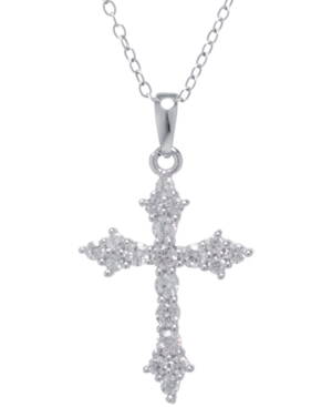 Giani Bernini Cubic Zirconia 18" Cross Pendant Necklace In Sterling Silver, Created For Macy's In Sterling Silver