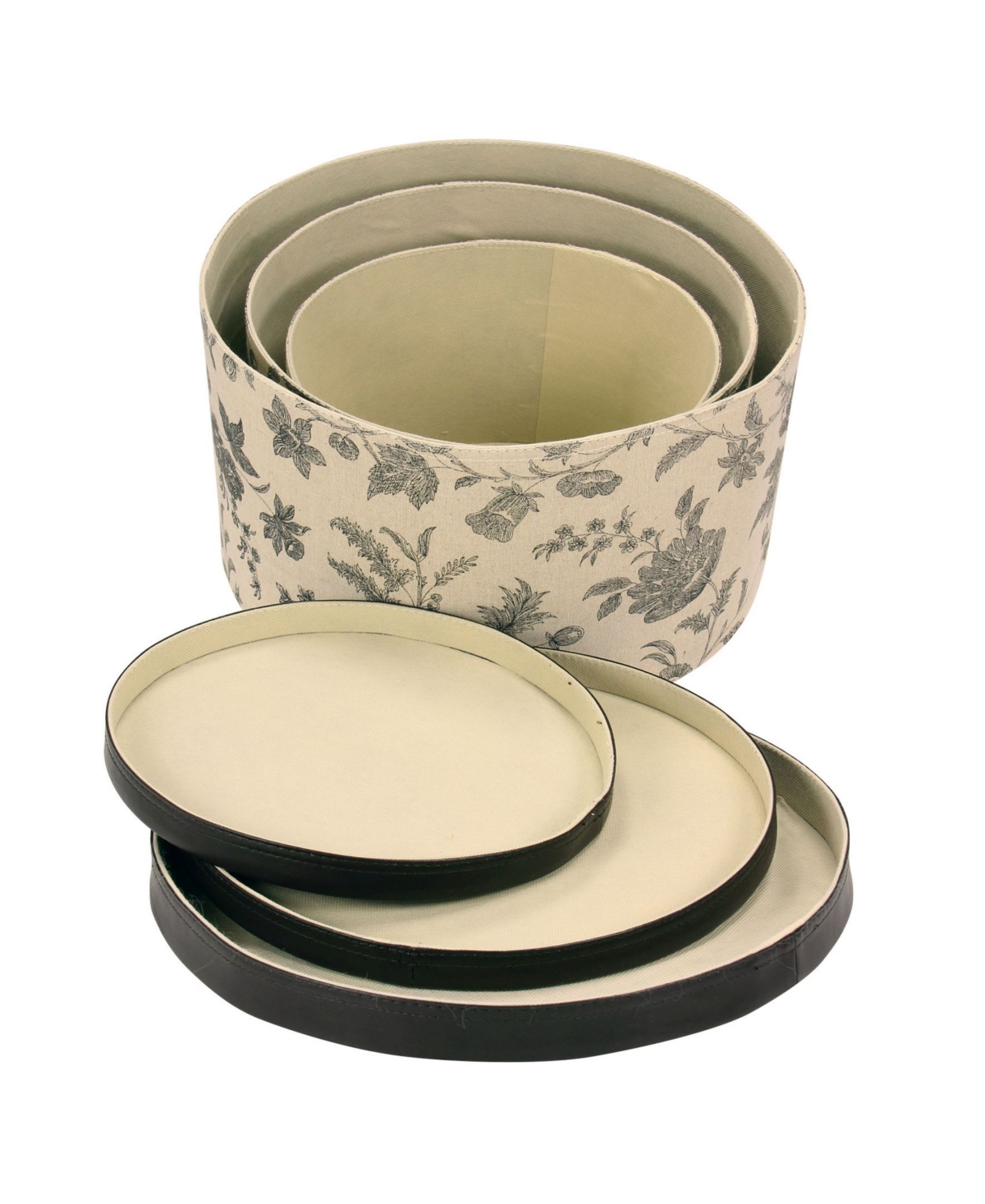 Shop Household Essentials Round Hat Boxes, Set Of 3 In Floral