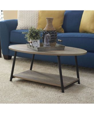 Household Essential Oval Coffee Table 2 Tier With Storage Shelf