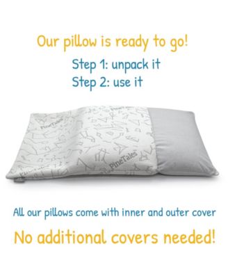 PineTales Organic Buckwheat Hull Pillow With Bamboo Cover - Adjustable Neck Support Pillow, Handmade In USA (14x20 Inch)