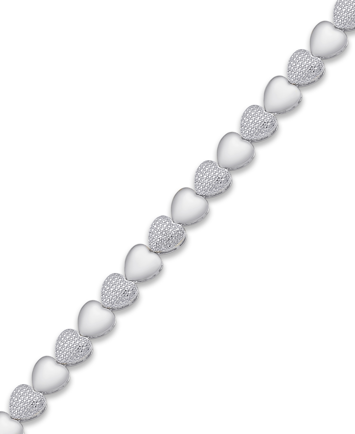 Diamond Accent Heart Link Bracelet Plate, Gold Plate or Rose Gold Plate - Silver