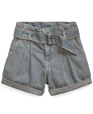 Polo Ralph Lauren Little Girls Belted Cotton Denim Paperbag Shorts