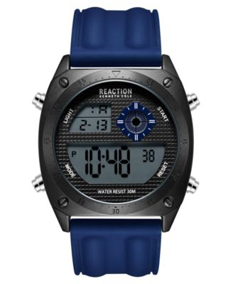 Kenneth Cole Reaction - Men's Dress Sport Round Blue Silicon Strap Watch 44mm