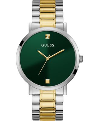 GUESS Men's Diamond-Accent Two-Tone Stainless Steel Bracelet Watch 44mm ...