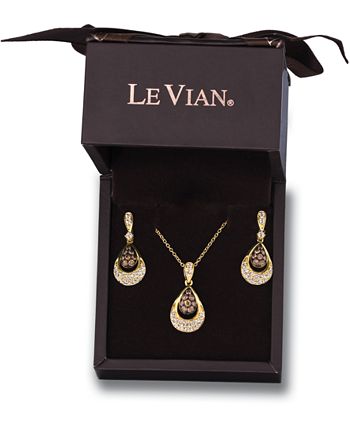 Le Vian - 2-Pc. Set Chocolate Diamond (3/8 ct. t.w.) & Nude Diamond (5/8 ct. t.w.) Pendant Necklace & Matching Drop Earrings in 14k Gold