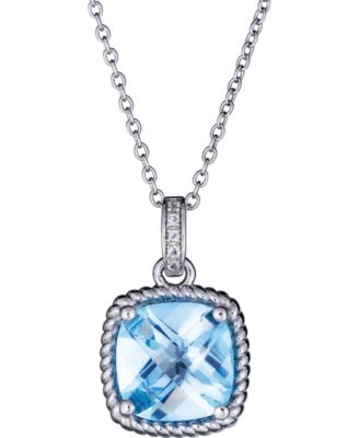Macy's - Blue Topaz (3-1/2 ct. t.w.) & Diamond Accent 18" Pendant Necklace in Sterling Silver (Also in Green Amethyst & Pink Amethyst)