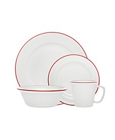  Bistro Red Band 16-PC Porcelain Dinnerware Set