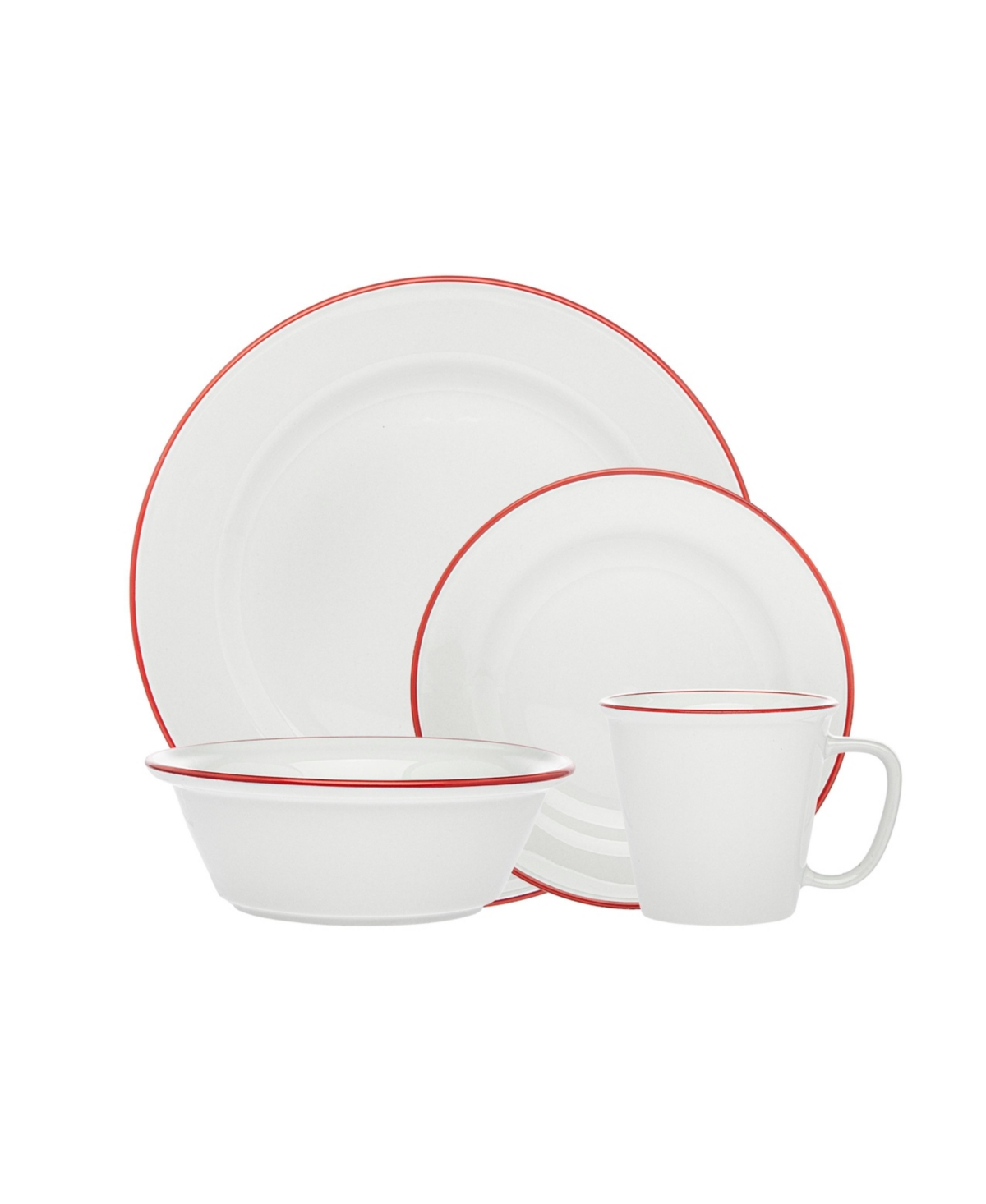 Bistro Red Band 16-pc Porcelain Dinnerware Set - White