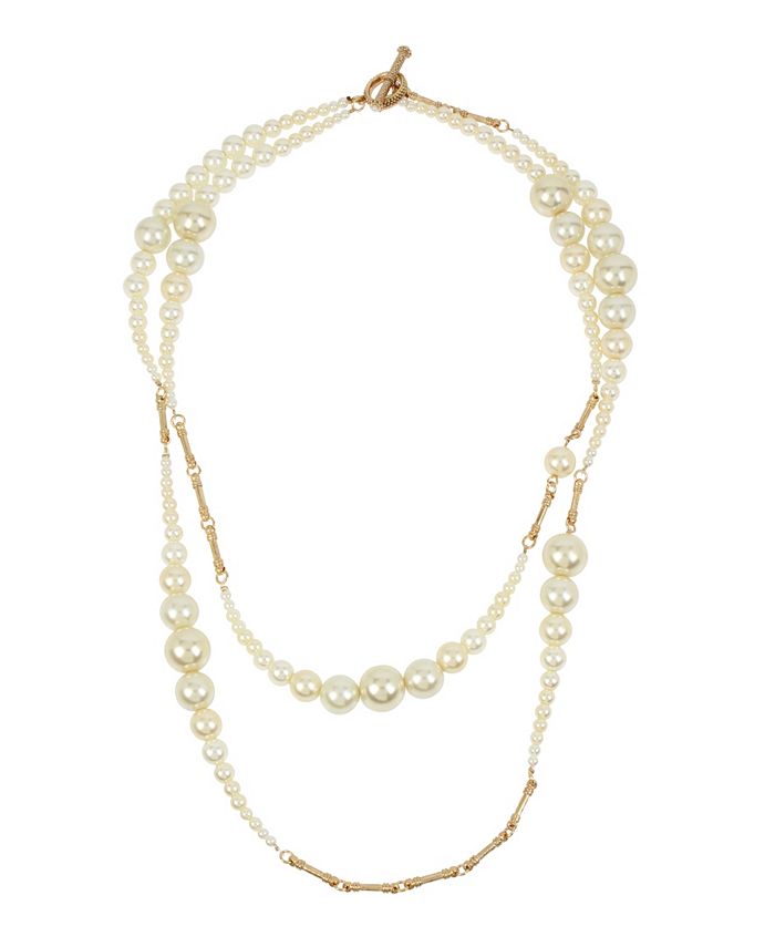 MIRIAM HASKELL New York Imitation Pearl Two Row Layered Necklace - Macy's
