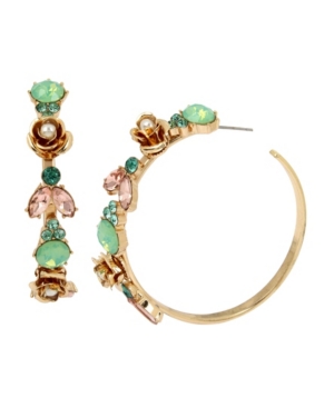 image of Miriam Haskell New York Flower Stone Hoop Earrings