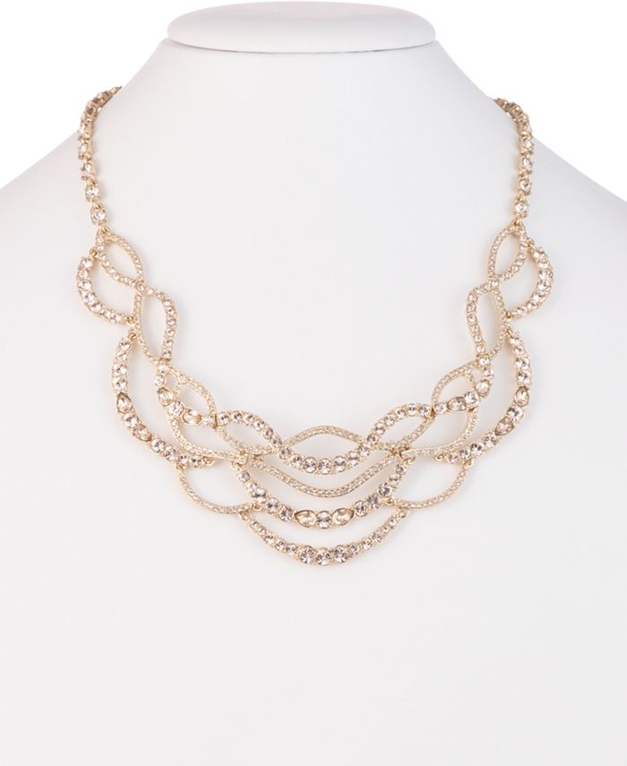 Givenchy GoldTone Crystal Twist Statement Necklace, 16" + 3" extender
