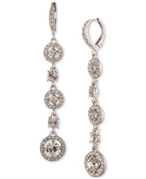 image of Givenchy Silver-Tone Crystal Linear Drop Earrings