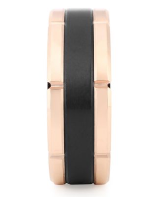 Men's Two-Tone Notched Band in Rose & Black Ion-Plated Tantalum