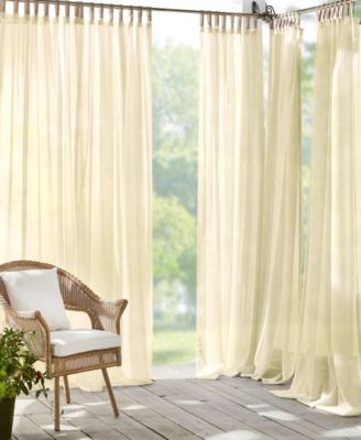 Darien Solid Indoor Outdoor Sheer Adhesive Loop Tab Top Window Curtain Panel