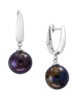 image of Effy Brown Cultured Freshwater Pearl (10mm) Drop Earrings in Sterling Silver