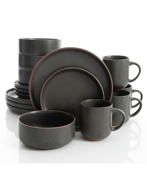Gibson Black Sand 16 Piece Dinnerware Set Service For 4 Reviews Dinnerware Dining Macy S