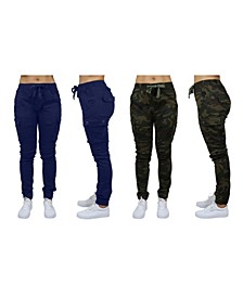 Women's Cotton Stretch Twill Cargo Joggers, Pack of 2