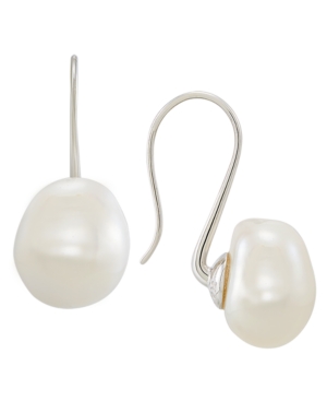 image of Cultured Freshwater Baroque Pearl (13-14mm) Drop Earrings in Sterling Silver