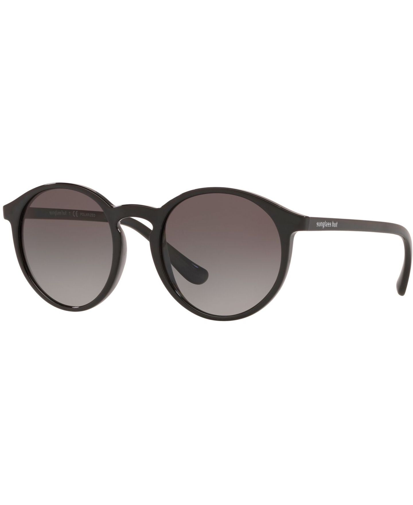 Женские поляризационные солнцезащитные очки Sunglass Hut Collection 0HU2019, цвет: Блестящий чёрный / Градиентный серый — фото 1