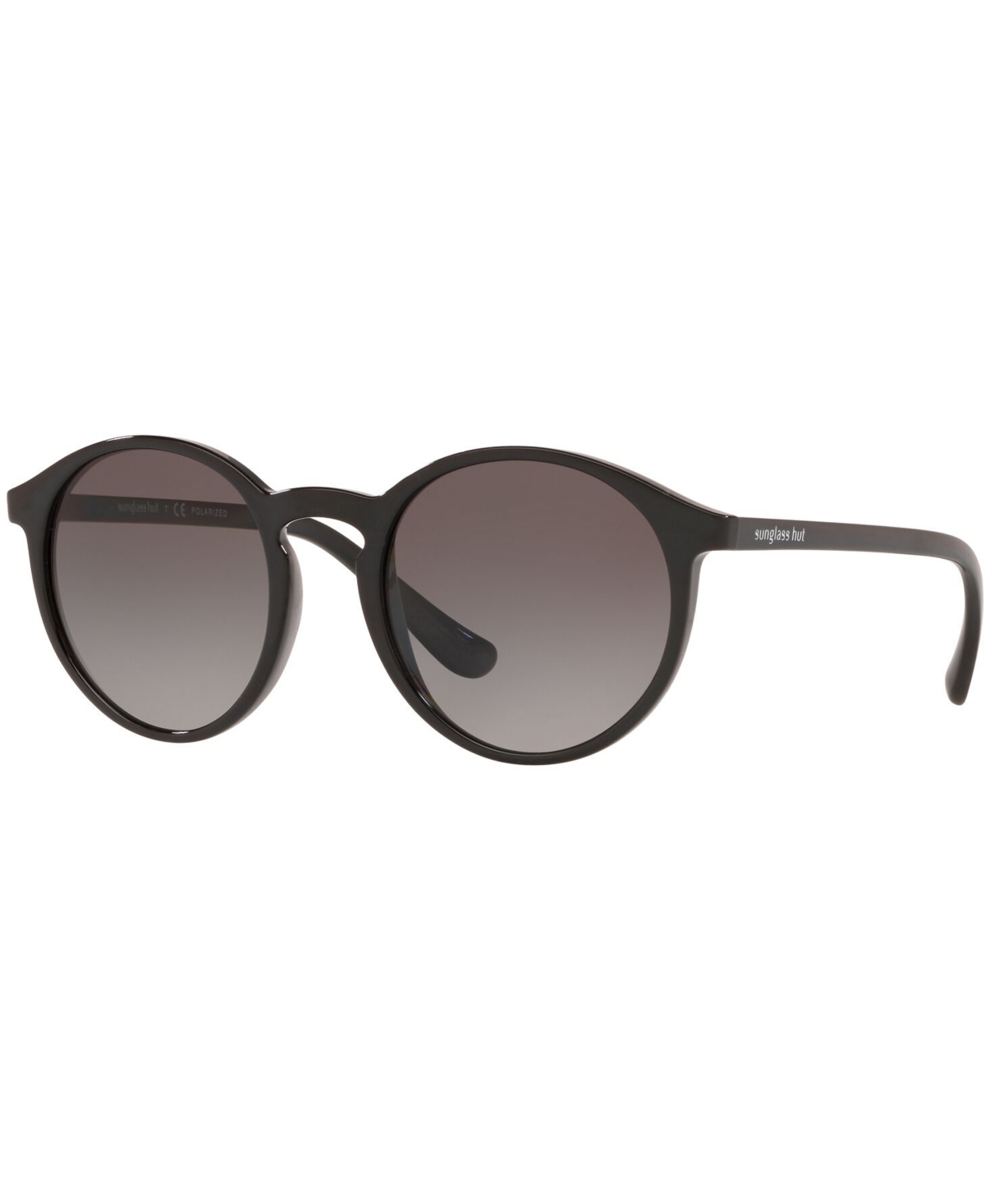 Sunglass Hut Collection Polarized Sunglasses, 0hu2019 In Shiny Black,polar Gradient Grey
