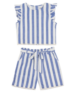 Rare Editions Little Girls Linen Top and Short Set