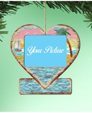 Designocracy Coastal Heart Picture Ornament Set of 2