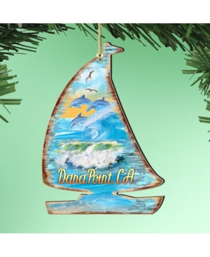 Designocracy Sailboat Wooden Ornaments Set Of 2 In Multi