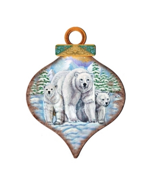 Designocracy Polar Bears Drop Wooden Ornaments, Set Of 2 In Multi