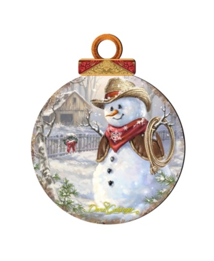 Designocracy By Dona Gelsinger Cowboy Snowman Ornament, Set Of 2 In Multi