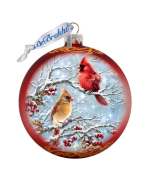 GDeBrekht Winter Cardinals Glass Ornament by Dona Gelsinger