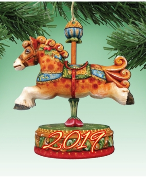 Designocracy Carousel Horse Wooden Ornaments Set of 2