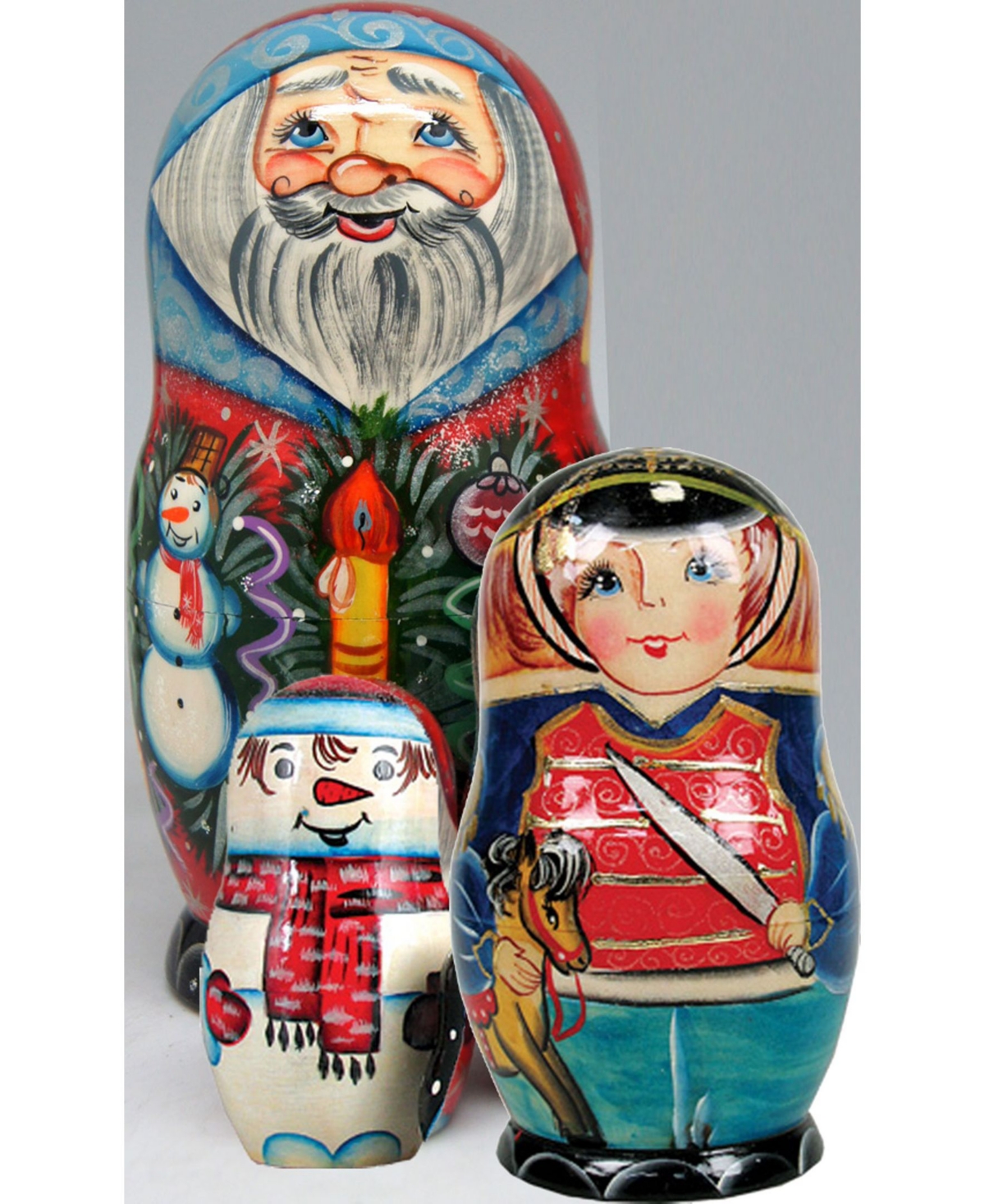 Christmas Oversized 3 Piece Russian Matryoshka Nested Doll Set - Multi