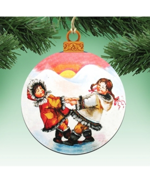 Designocracy Arctic Friendship Wooden Christmas Ornament Set Of 2 In Multi