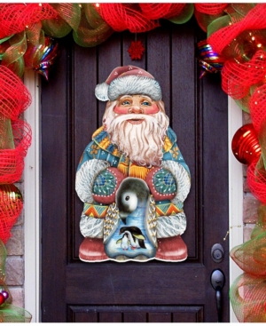 Designocracy Penguin Santa Christmas Door Hanger In Multi