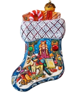 G.debrekht Hand Painted Christmas Gift Bag Stocking Scenic Ornament In Multi
