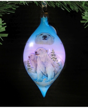 G.debrekht Led Polar Bears Glass Hand Painted Glass Ornament In Multi