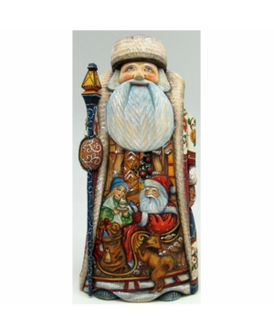 G.debrekht Woodcarved Hand Painted Arrival Santa Figurine In Multi