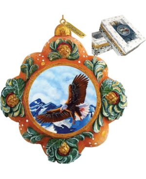 G.debrekht Hand Painted Majestic Eagle Scenic Ornament In Multi