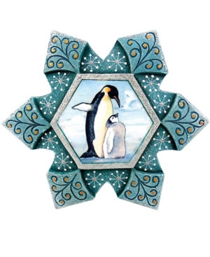 G.debrekht Hand Painted Scenic Ornament Penguin Snowflake In Multi