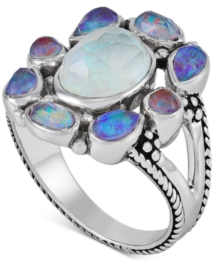 image of Multicolor Quartz Statement Ring (4 ct. t.w.) in Sterling Silver