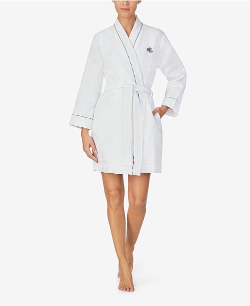 Lauren Ralph Lauren Luxurious Waffle Cotton Wrap Robe & Reviews Macy's