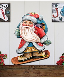 Santa Skier Wooden Decor